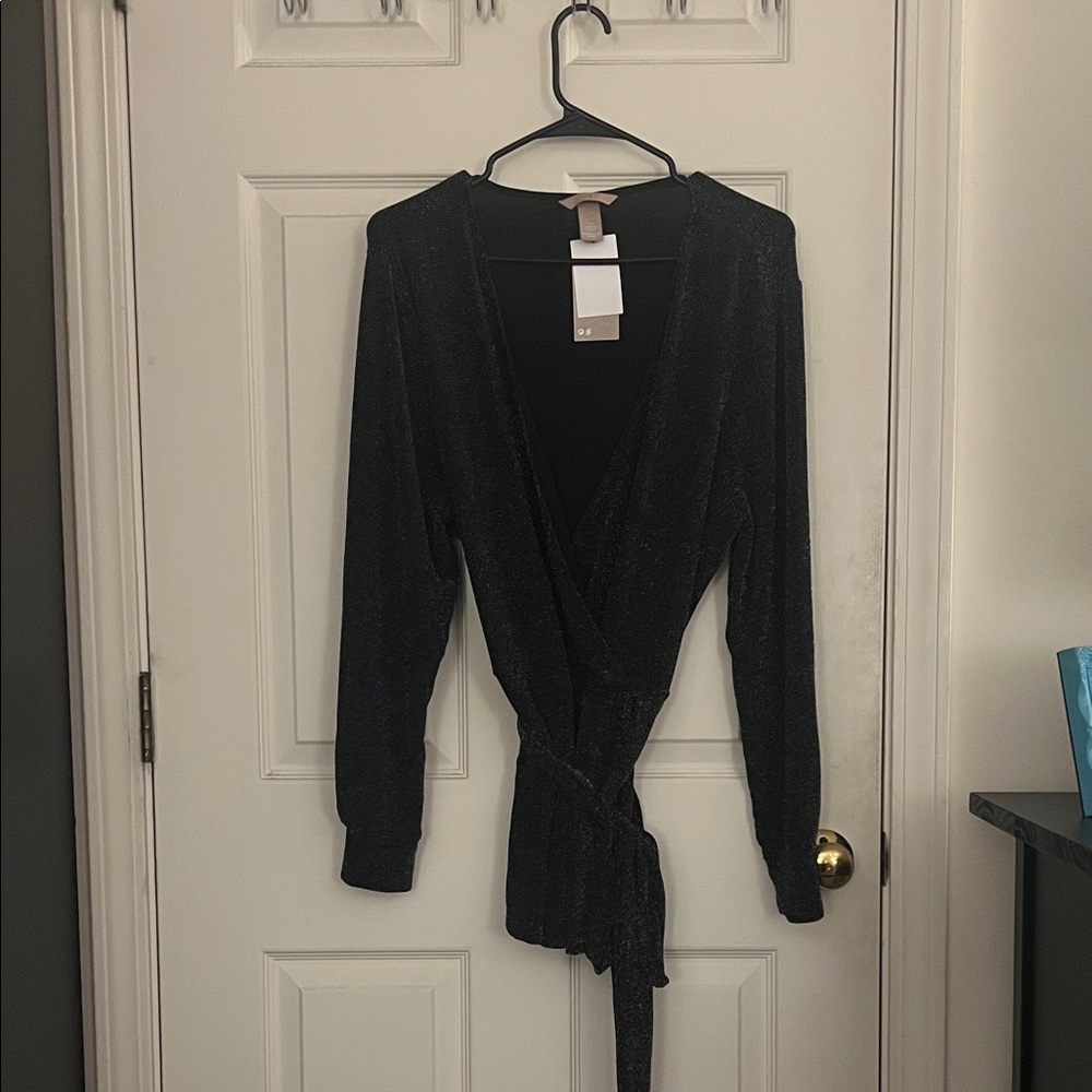 H&M Black Wrap Blouse